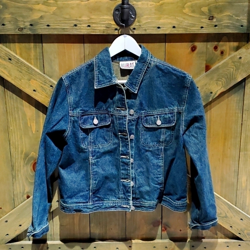 DENIM VINTAGE BILL BLASS CLASSIC TRUCKER JEAN JACKET SIZE PL 70s 80s Pop Rock